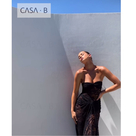 NEW to CASA B💫 Theresa Twist-Front Strapless See Through Dress in Black Lace - Picture 4 of 10